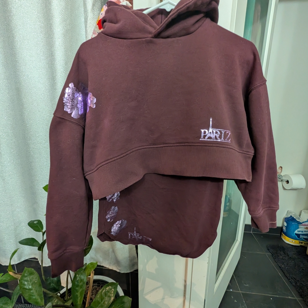 Custom Cropped Hoodie And Skirt Set One Of A Kind - Picture 9 of 10